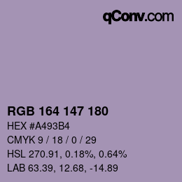 Color code: RGB 164 147 180 | qconv.com