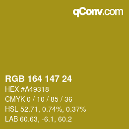 Color code: RGB 164 147 24 | qconv.com