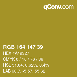 Color code: RGB 164 147 39 | qconv.com