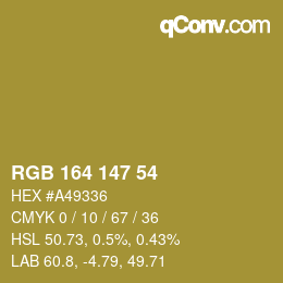 Color code: RGB 164 147 54 | qconv.com