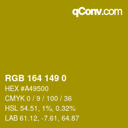 Color code: RGB 164 149 0 | qconv.com
