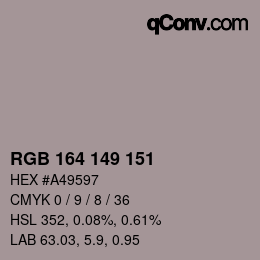 Color code: RGB 164 149 151 | qconv.com