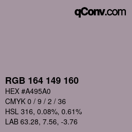 カラーコード: RGB 164 149 160 | qconv.com