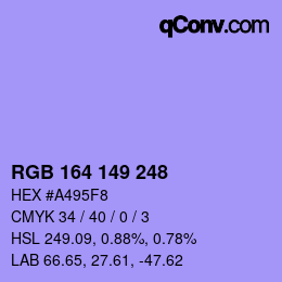 Color code: RGB 164 149 248 | qconv.com