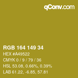 カラーコード: RGB 164 149 34 | qconv.com