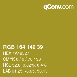 Color code: RGB 164 149 39 | qconv.com