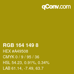 カラーコード: RGB 164 149 8 | qconv.com