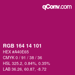 Color code: RGB 164 14 101 | qconv.com
