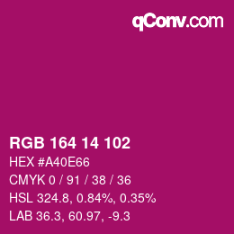 Color code: RGB 164 14 102 | qconv.com