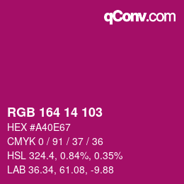 カラーコード: RGB 164 14 103 | qconv.com