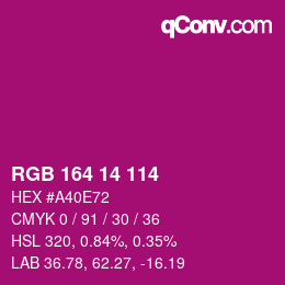 Color code: RGB 164 14 114 | qconv.com