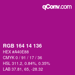 Color code: RGB 164 14 136 | qconv.com