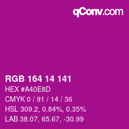 Color code: RGB 164 14 141 | qconv.com