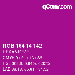 カラーコード: RGB 164 14 142 | qconv.com