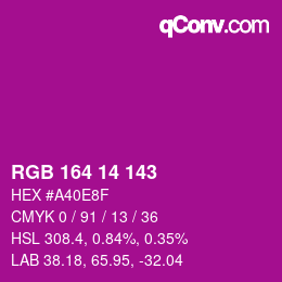 Color code: RGB 164 14 143 | qconv.com