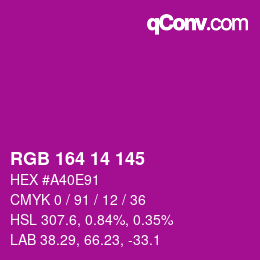 Color code: RGB 164 14 145 | qconv.com
