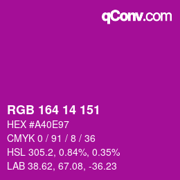 Color code: RGB 164 14 151 | qconv.com