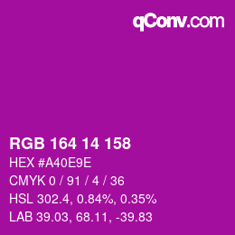Color code: RGB 164 14 158 | qconv.com