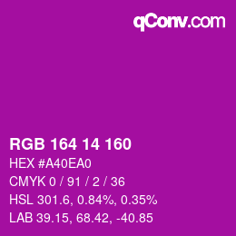 Color code: RGB 164 14 160 | qconv.com