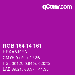 Color code: RGB 164 14 161 | qconv.com