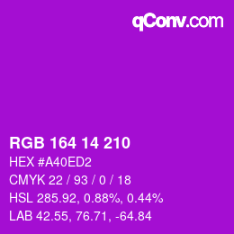 カラーコード: RGB 164 14 210 | qconv.com