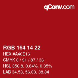 Color code: RGB 164 14 22 | qconv.com