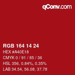 Color code: RGB 164 14 24 | qconv.com