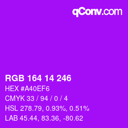 Color code: RGB 164 14 246 | qconv.com