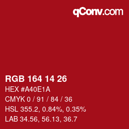Color code: RGB 164 14 26 | qconv.com