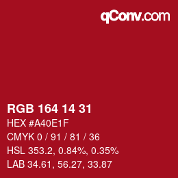 Color code: RGB 164 14 31 | qconv.com