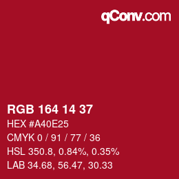 Color code: RGB 164 14 37 | qconv.com