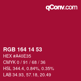 Color code: RGB 164 14 53 | qconv.com