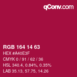カラーコード: RGB 164 14 63 | qconv.com
