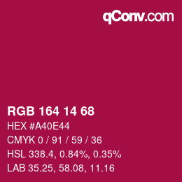 カラーコード: RGB 164 14 68 | qconv.com