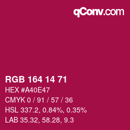 Color code: RGB 164 14 71 | qconv.com