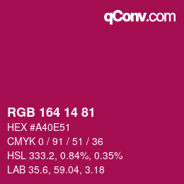 Color code: RGB 164 14 81 | qconv.com