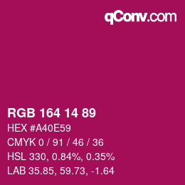 Color code: RGB 164 14 89 | qconv.com