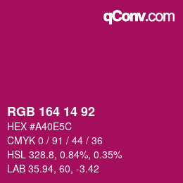Color code: RGB 164 14 92 | qconv.com