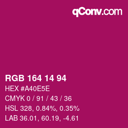 Color code: RGB 164 14 94 | qconv.com