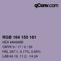 Color code: RGB 164 150 181 | qconv.com