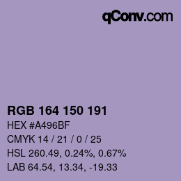 Color code: RGB 164 150 191 | qconv.com