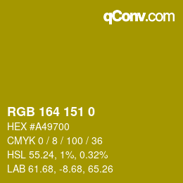 颜色代码: RGB 164 151 0 | qconv.com