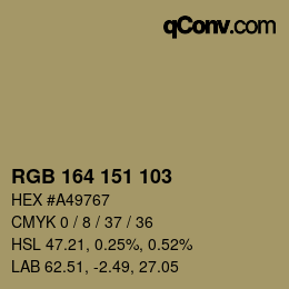 カラーコード: RGB 164 151 103 | qconv.com
