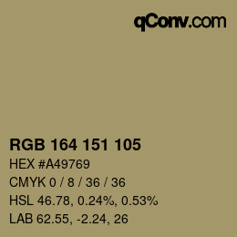 Color code: RGB 164 151 105 | qconv.com