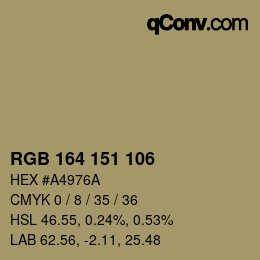 Color code: RGB 164 151 106 | qconv.com