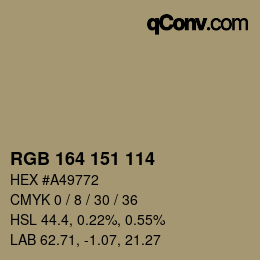 Color code: RGB 164 151 114 | qconv.com