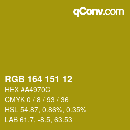 Color code: RGB 164 151 12 | qconv.com