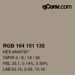 Color code: RGB 164 151 135 | qconv.com