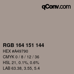 Color code: RGB 164 151 144 | qconv.com