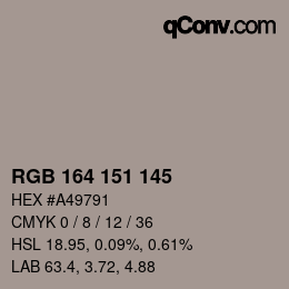 カラーコード: RGB 164 151 145 | qconv.com